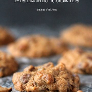 Chocolate Chip Pistachio Cookies baked to perfection and placed on a marble serving tray.