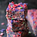 These Fruity Pebbles Krispie Treats are incredibly easy to make and are always a hit with kids and adults. We used Poppin' Pebbles for this version so they are super bright and colourful! 