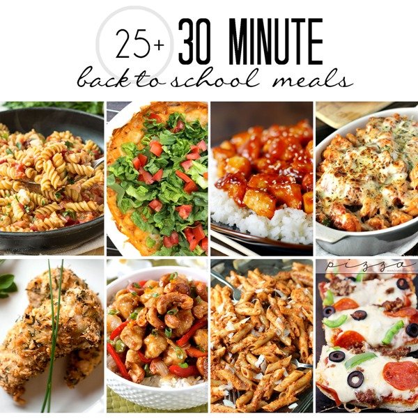 30 minute back to school meal recipe collage image