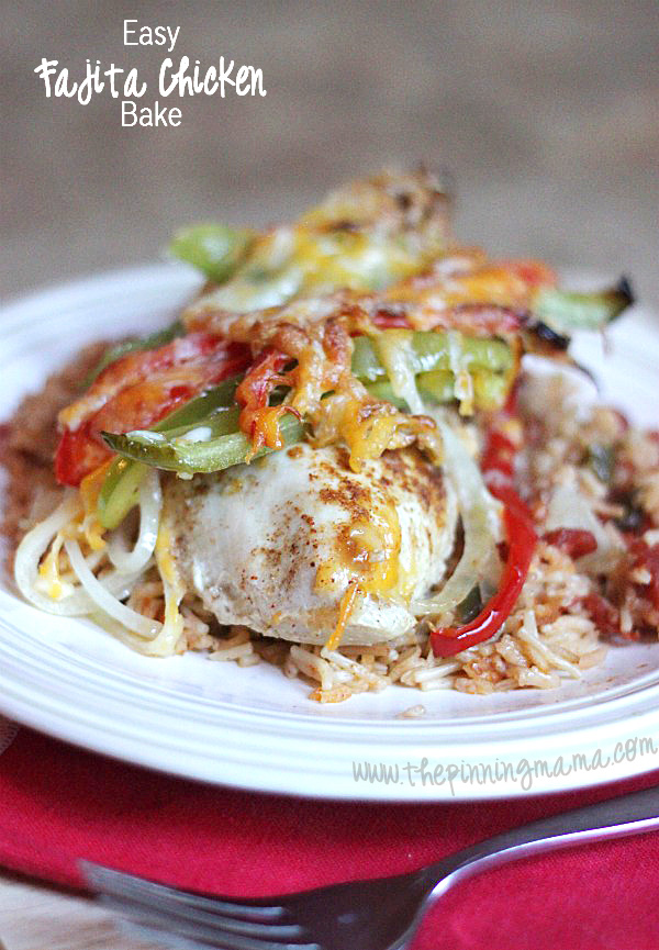 Chicken Fajita Bake from The Pinning Mama, featured on cravingsofalunatic.com for our Tailgating Time Series, Week 8!
