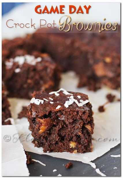 Crockpot Game Day Brownies by Kleinworth and Co, featured on cravingsofalunatic.com for Week 5 of our Ultimate Tailgating Series!