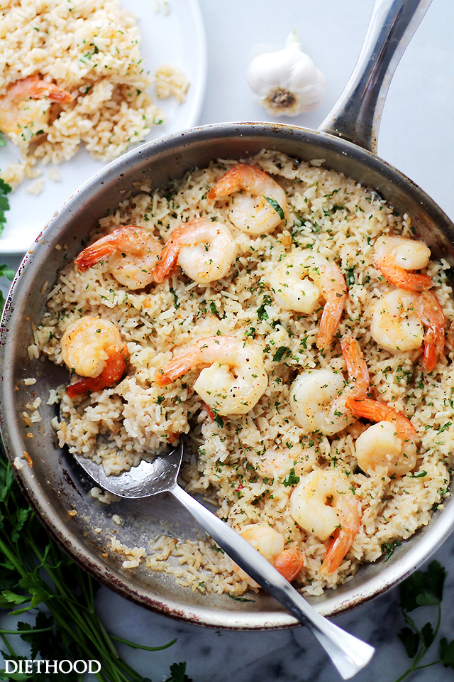 Garlic Butter Shrimp and Rice - Diethood