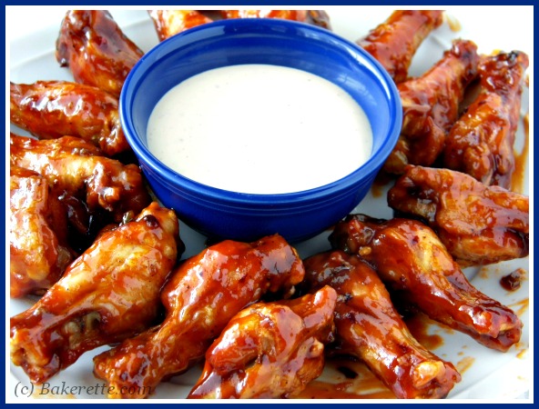 Red Hot Sticky Wings from Bakerette, featured on cravingsofalunatic.com for Tailgating Time Week 7