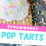 Easy Semi-Homemade Strawberry Pop Tarts on counter with sprinkles scattered about