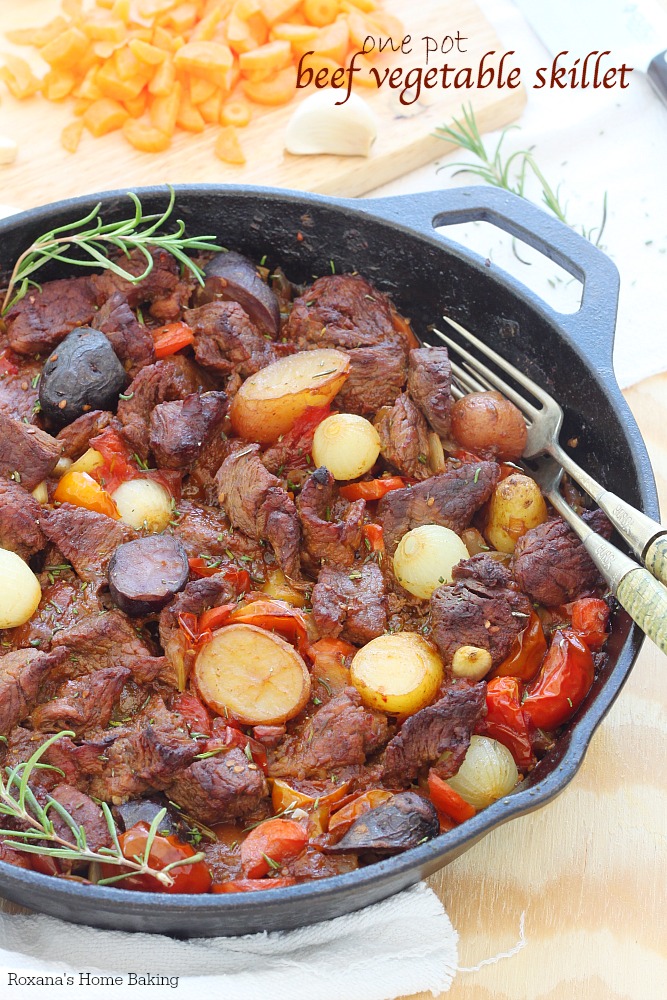 One Pot Beef and Vegetable Skillet - Roxana's Home Baking, featured on cravingsofalunatic.com for our Weekly Meal Plan Series!