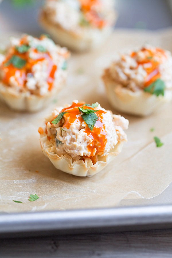 Buffalo Chicken Salad Cups from This Gal Cooks, featured on cravingsofalunatic.com (@CravingsLunatic)