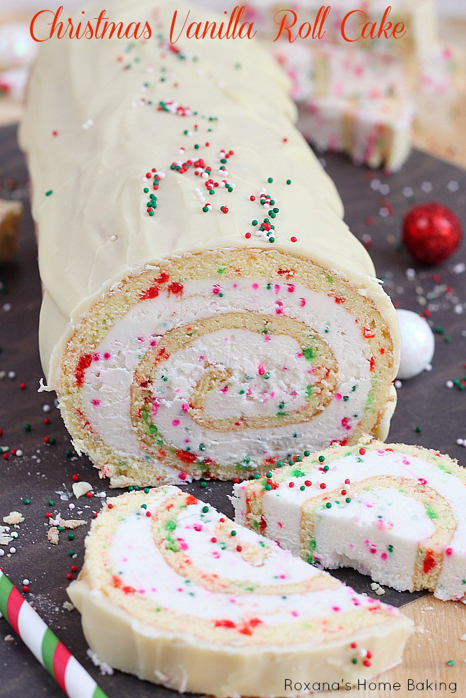 Christmas Vanilla Roll Cake – Roxana’s Home Baking, featured on cravingsofalunatic.com for Weekly Meal Plan #19 (@CravingsLunatic)