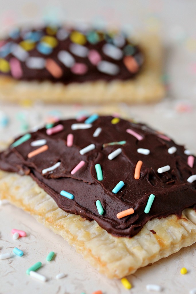 pop tarts covered with nutella ganache and sprinkles