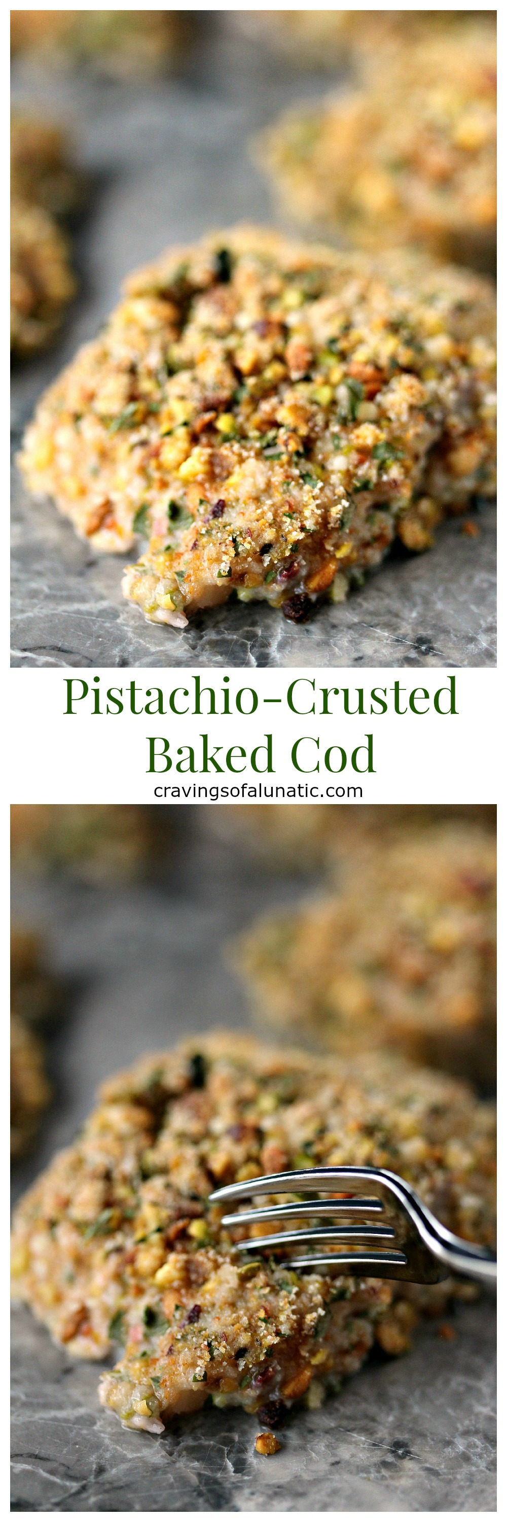 Pistachio Crusted Baked Cod from cravingsofalunatic.com- This Pistachio Crusted Baked Cod Recipe is part of our Feast of the Seven Fishes event. It's incredibly quick and easy to make. The cod is coated with yogurt, then coated with a pistachio mixture and cooked to perfection! (@CravingsLunatic)