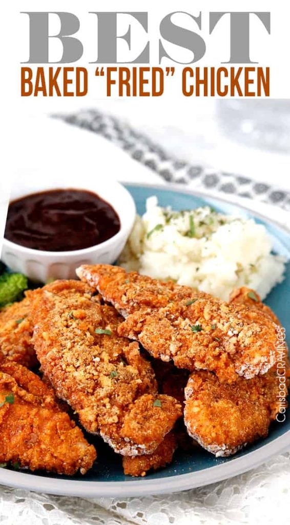 baked fried chicken on a plate