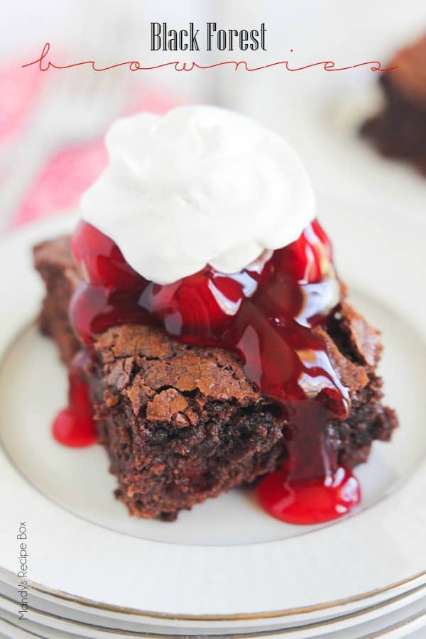 Black Forest Brownies from Mandy's Recipe Box served on a white plate