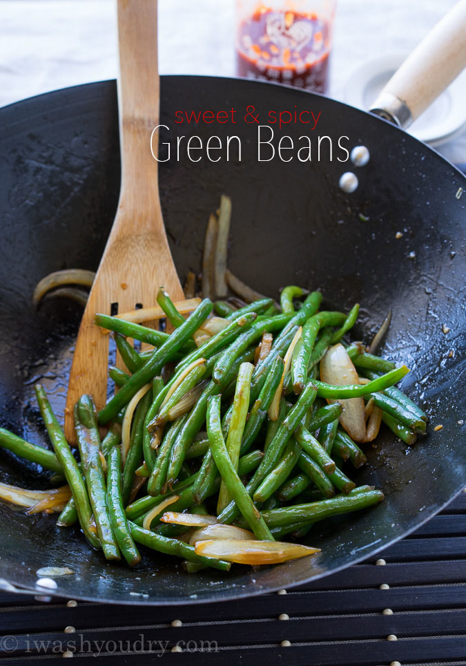 Sweet and Spicy Green Beans - I Wash...You Dry, featured on cravingsofalunatic.com for our Weekly Meal Plan, Week 25. (@CravingsLunatic)
