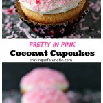 pink coconut cupcakes collage image