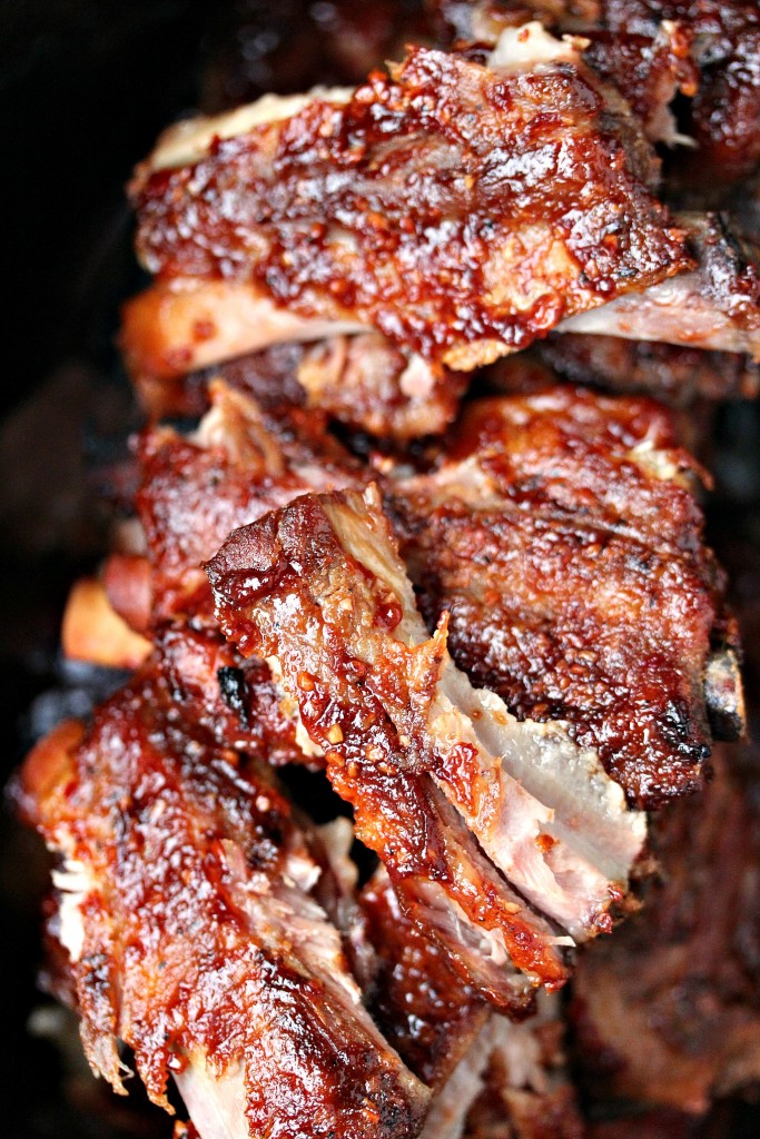 Slow Cooker Spare Ribs close up image.