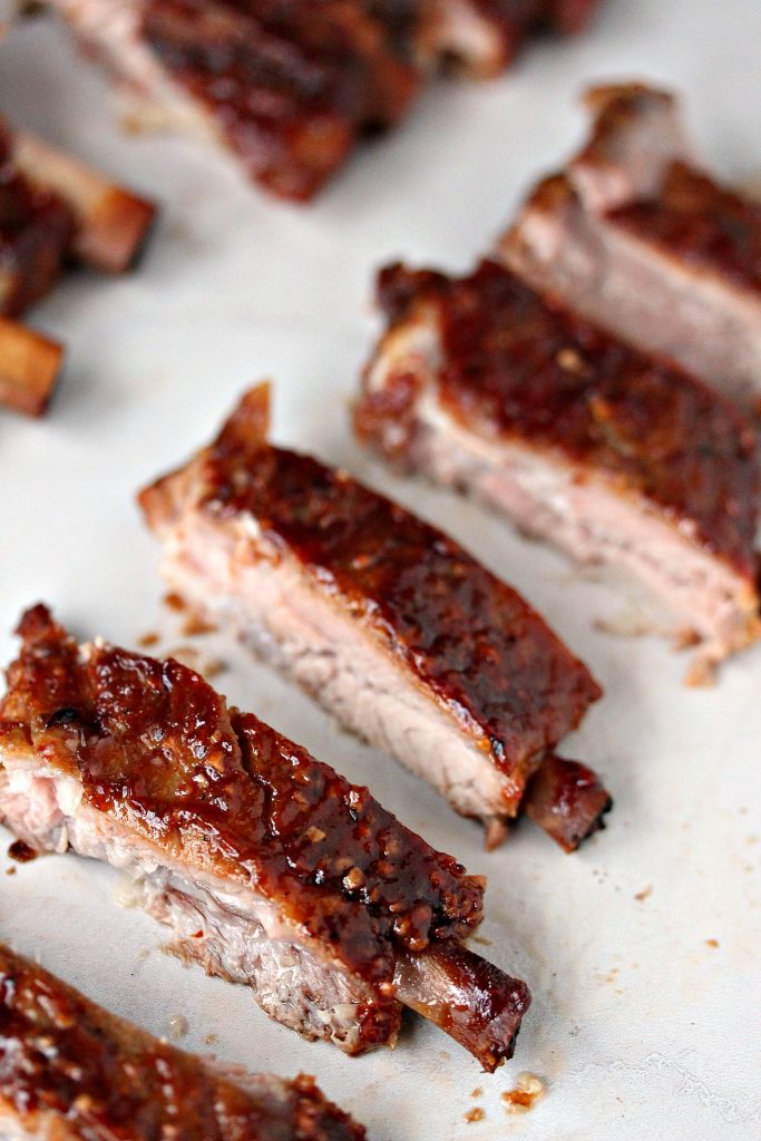 Slow Cooker Spare Ribs cut into pieces. 