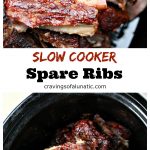 Slow Cooker Spare Ribs Pinterest Collage image