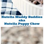 Nutella Muddy Buddies aka Nutella Puppy Chow from cravingsofalunatic.com- Nutella muddy buddies, a.k.a Nutella “puppy chow”, is sure to be a hit with kids and adults alike. Make a double batch because this stuff is addictive! (@CravingsLunatic)