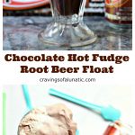 Chocolate Hot Fudge Root Beer Floats served in milkshake glasses