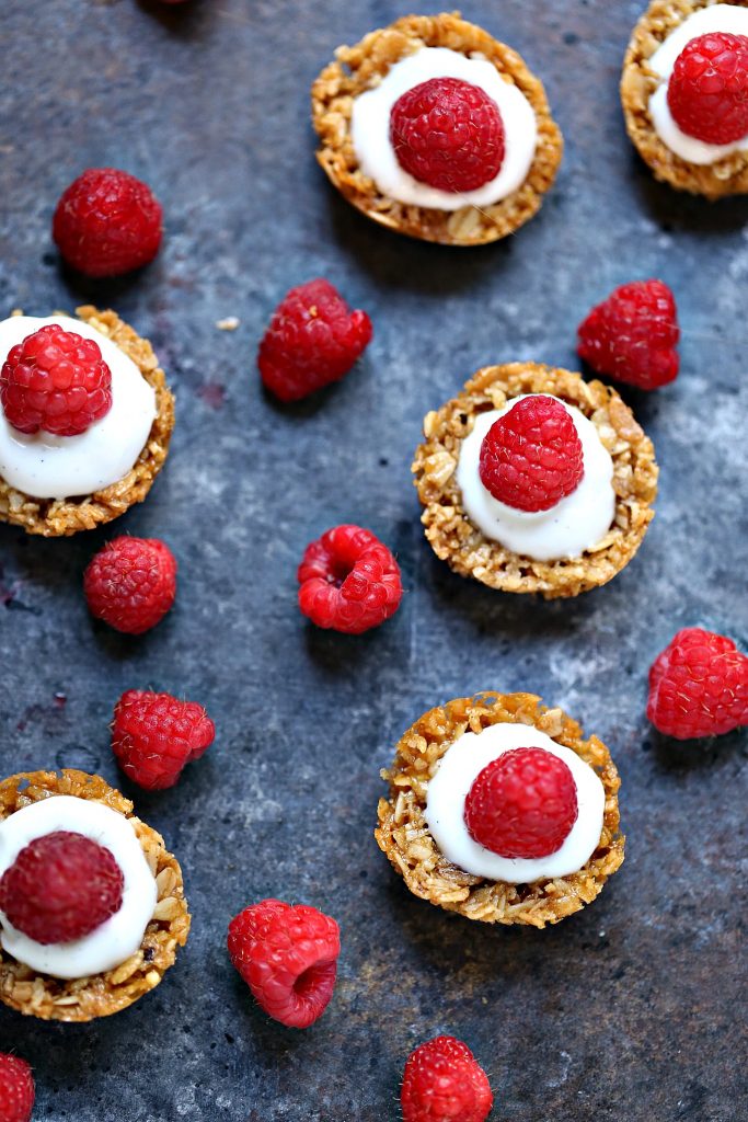 Overhead image of Easy Granola Cups with Berries