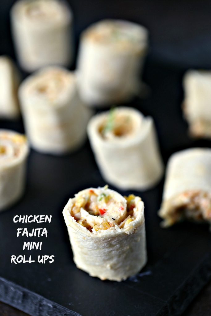 Chicken Fajita Mini Roll Ups from cravingsofalunatic.com- These chicken fajita roll ups are tiny in size but big on flavour! These are perfect to pack in lunches or to use as appetizers for parties.