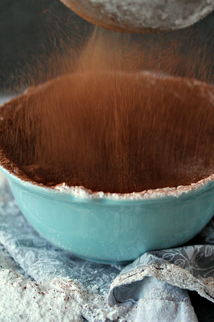 Homemade hot cocoa mix being made