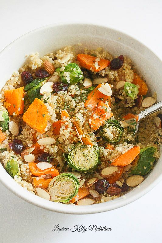 Sweet Potato Brussel Sprouts Quinoa Bowl from Lauren Kelly Nutrition. Sweet Potato Brussels Sprouts Quinoa Bowl {Vegan, Gluten Free, Ready in 30 minutes} September 17, 2015 by lauren.kelly 28 Comments FacebookTwitterYummly A protein packed bowl of healthy comfort food, all ready in 30 minutes!
