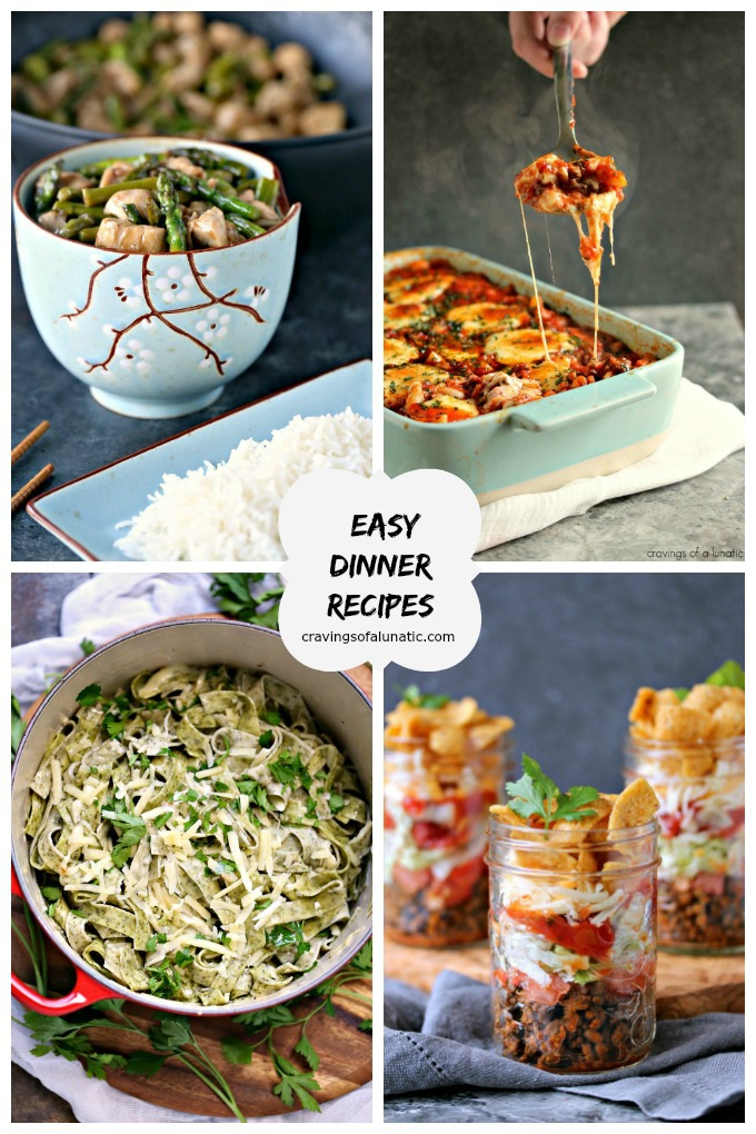 10 Easy Dinner Recipes collage image containing 4 dinner recipes 
