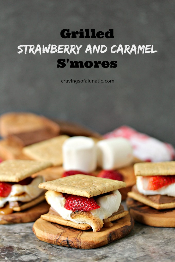 Grilled Strawberry and Caramel S’mores ready for serving 