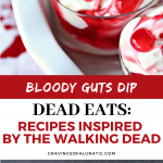 Cherry pie dip that is swirled to look like bloody guts, serve in small glass jars