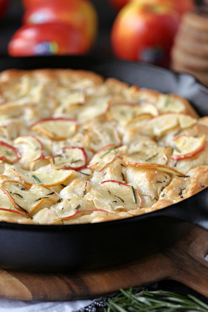 focaccia cooked in a cast iron pan 